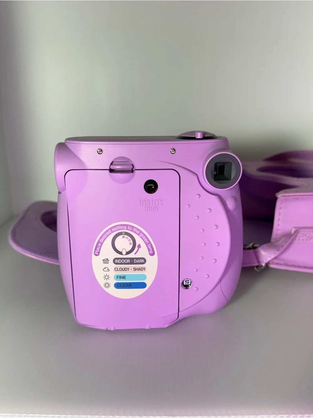 Instax Purple Camera w/Faux Leather Case & Strap